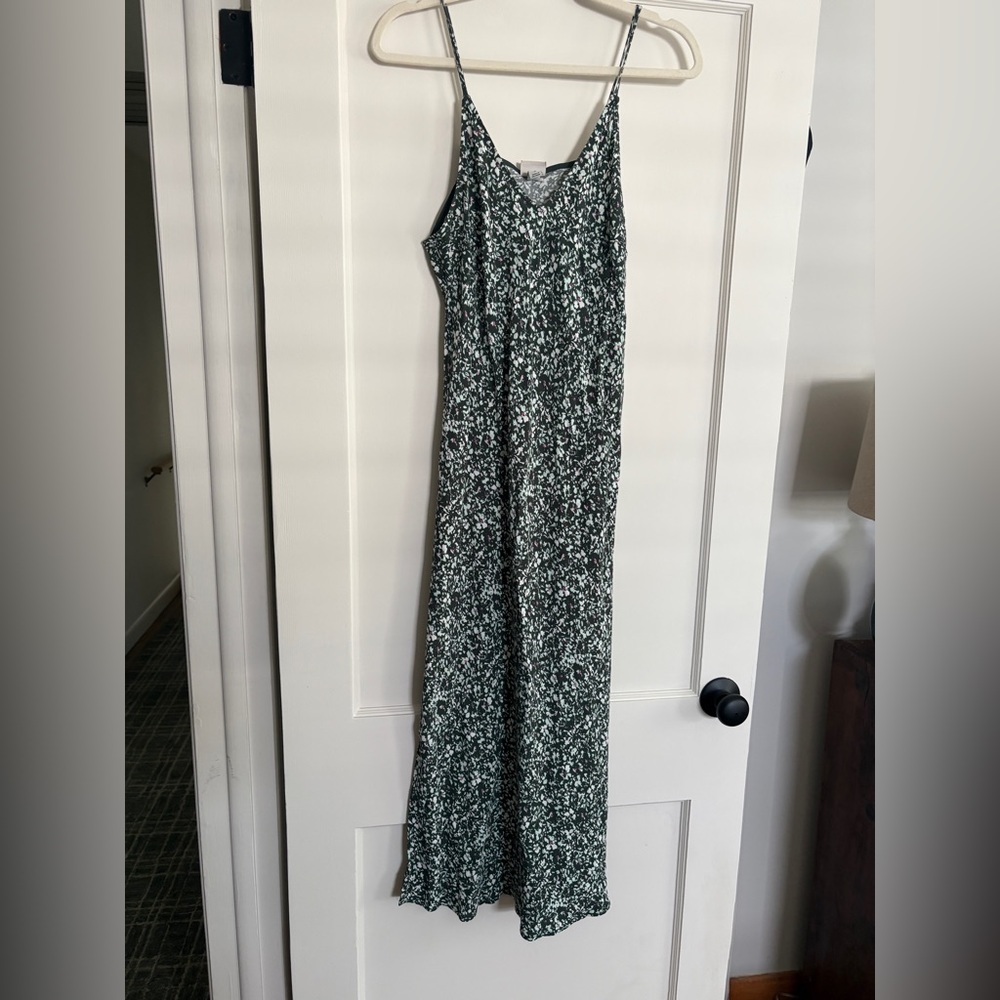 Green and purple speckled slip dress